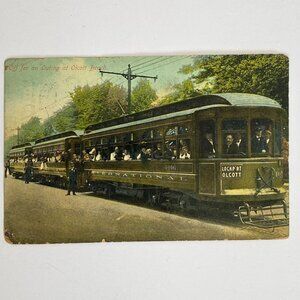 1910 Olcott Beach International Open Train Buffalo News Mezzochrome Postcard